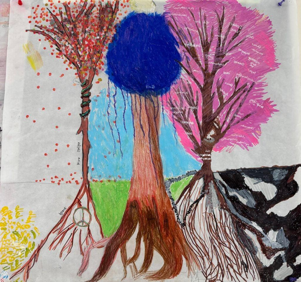 Nina Gonzalez, Ticia M., Axel Thorne, 8th Grade, "Alder Grove", Mixed Media